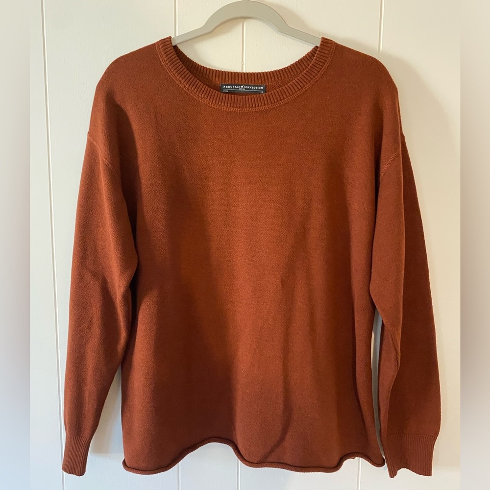 Peruvian Connection Burnt Orange Long Sleeve Shirt Or Pullover Size Small